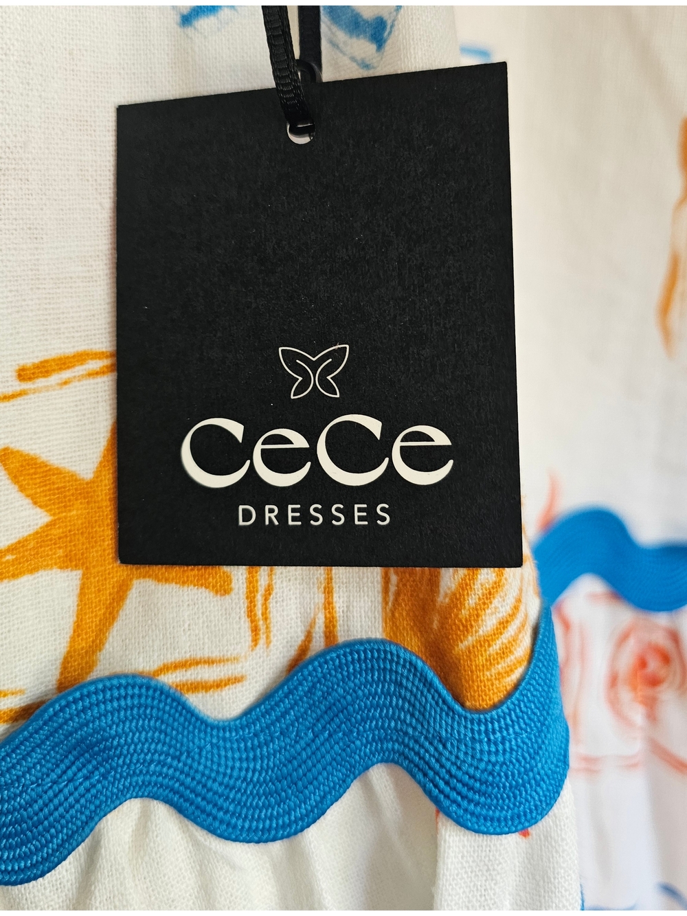 CeCe, Coastal Maxi Dress with Blue Ric Rac Trim - Picture 2 of 2